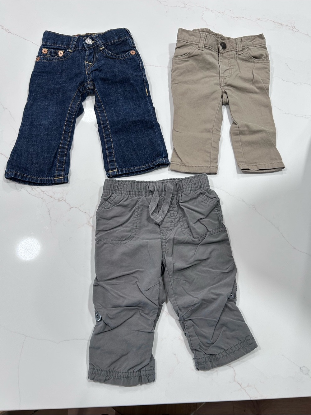 Three-Piece Kids Bottoms Set - Navy, Khaki & Gray